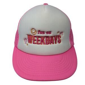 Fun On Weekdays Snapback Mesh Back Trucker Hat Pink One Size Cobra